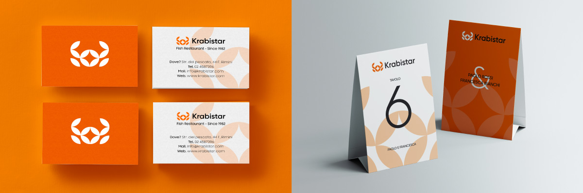 krabistar business card table prenotation design corporate brand identity | Alessandro Mancini Graphic Designer Freelance