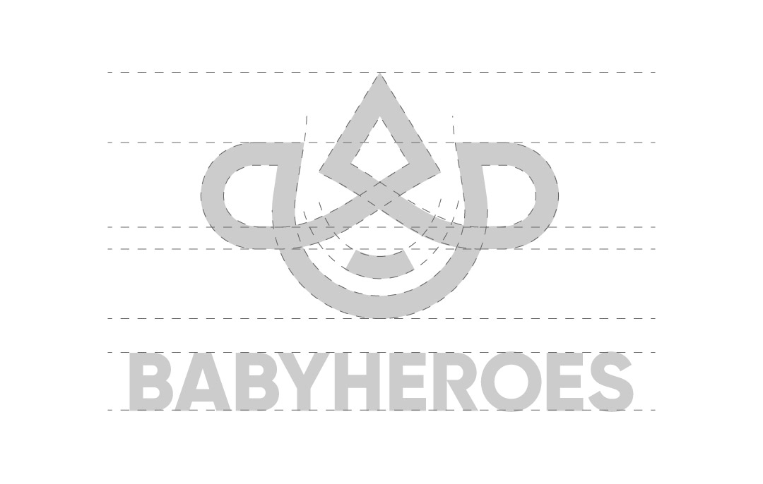 griglia di costruzione del logo babyheroes graphic design logo concept creative | Alessandro Mancini Graphic Designer Freelance